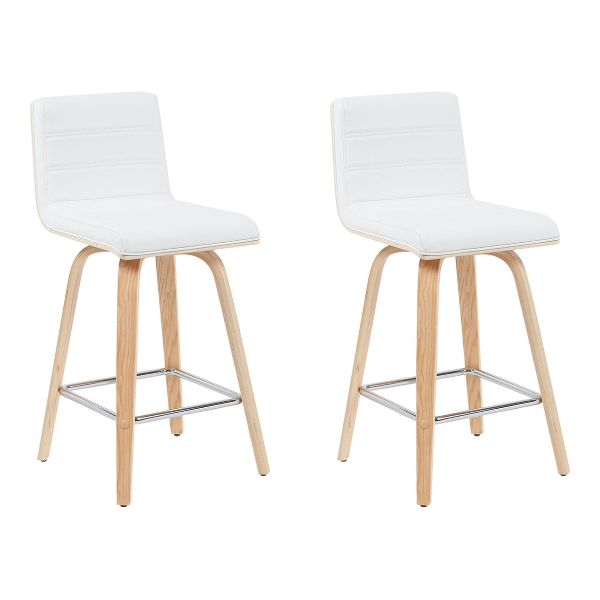 Vienna - Modern Counter Height Swivel Bar Stool - Patterned Oak Wood Frame
