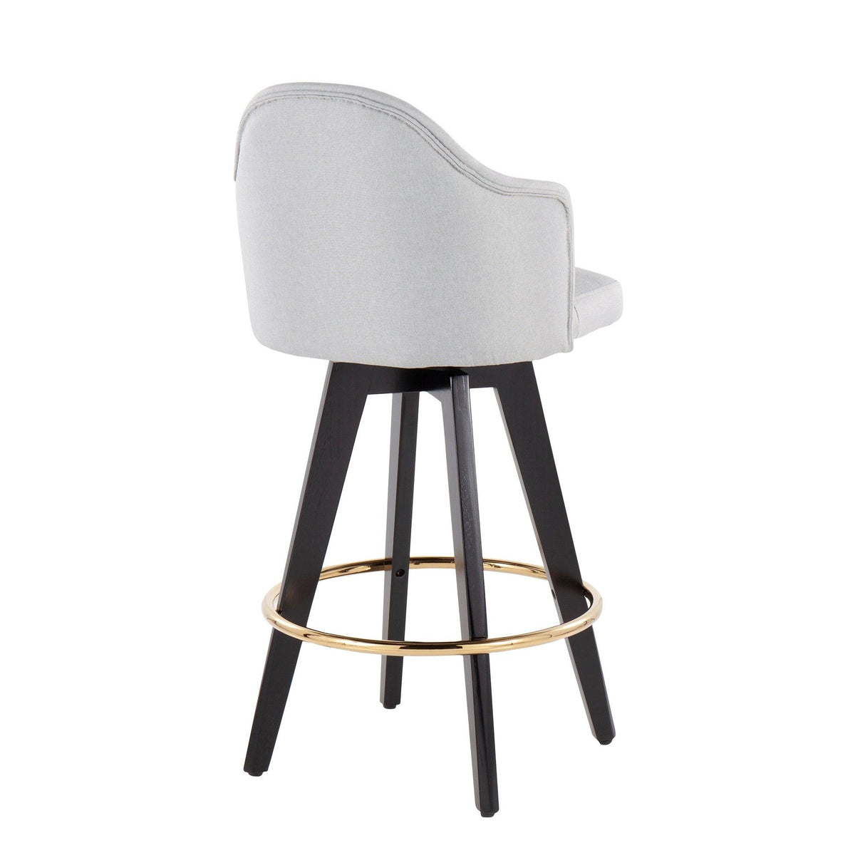 Ahoy - Fixed-Height Counter Stool - Wood Legs And Round Metal Footrest With Fabric Seat (Set of 2)