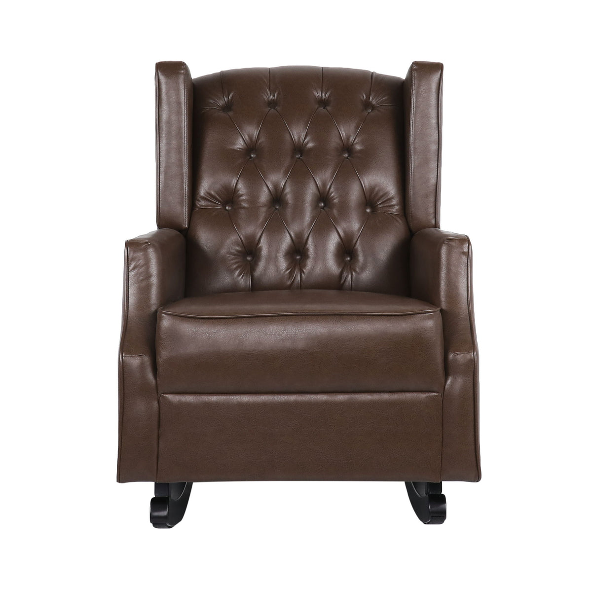 Amedou - Contemporary Tufted Wingback Rocking Chair - Dark Brown