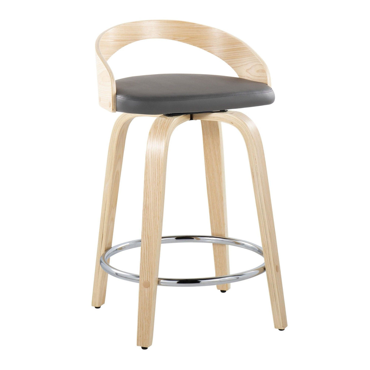 Grotto - Fixed-Height Swivel Counter Stool With Natural Wood (Set of 2)