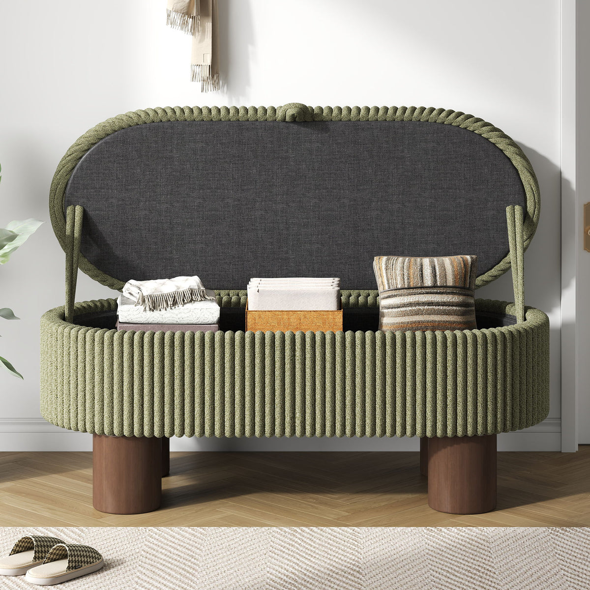 Storage Ottoman Upholstered Bench With Lift Top Storage For Bedroom