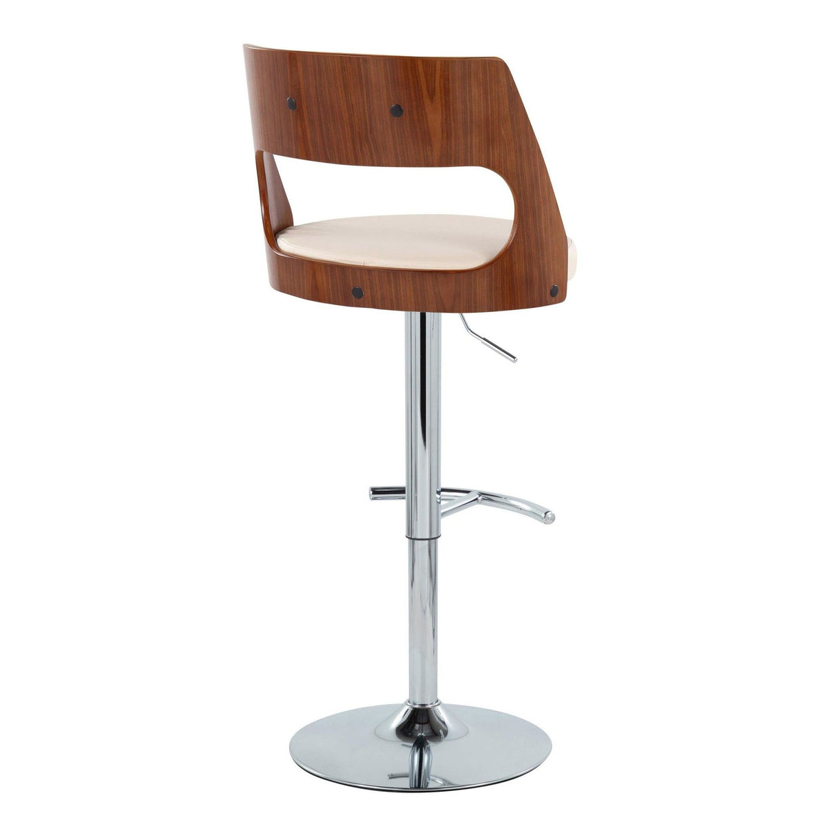 Cecina - Adjustable Barstool With Swivel And Rounded T Footrest (Set of 2) - Chrome Metal, Cherry Wood