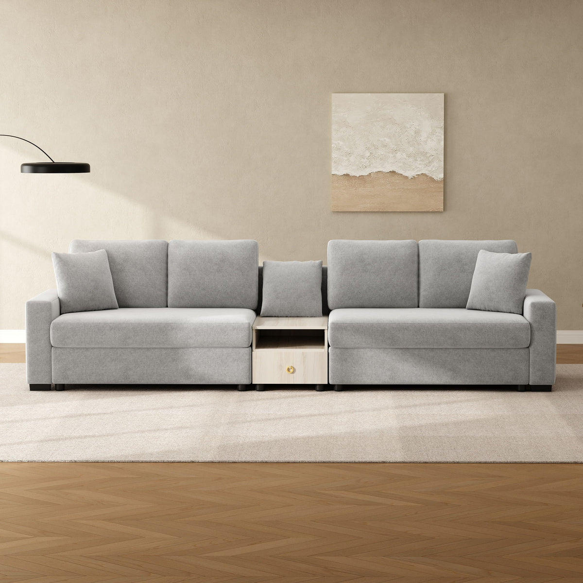 Modular Sofa Couch With Storage Armrest And Center Console