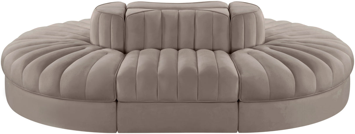 Rummi - Oval Velvet Performance Fabric Upholstered 6 Piece Modular Sectional