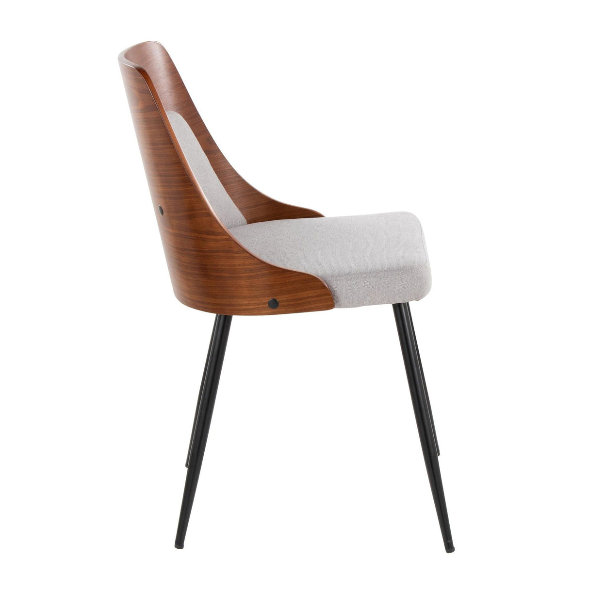 Anabelle - Dining / Accent Chair (Set of 2) - Black Metal, Walnut Wood, And Gray Fabric