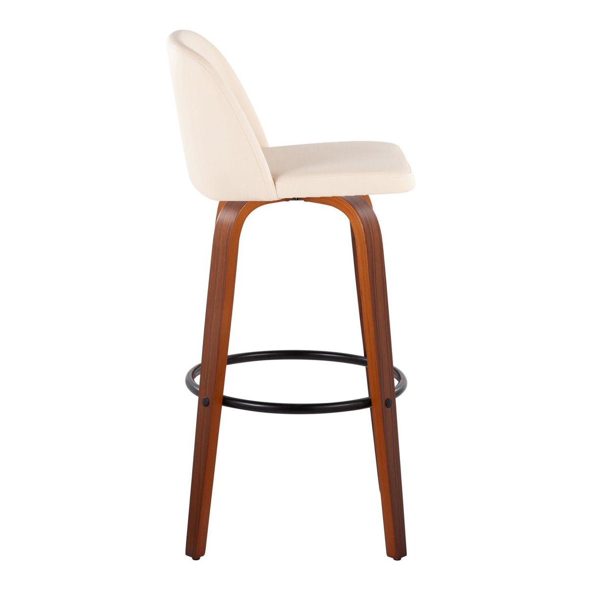 Toriano - 30" Faux Leather Fixed-Height Barstool (Set of 2) - Walnut & Chrome Base
