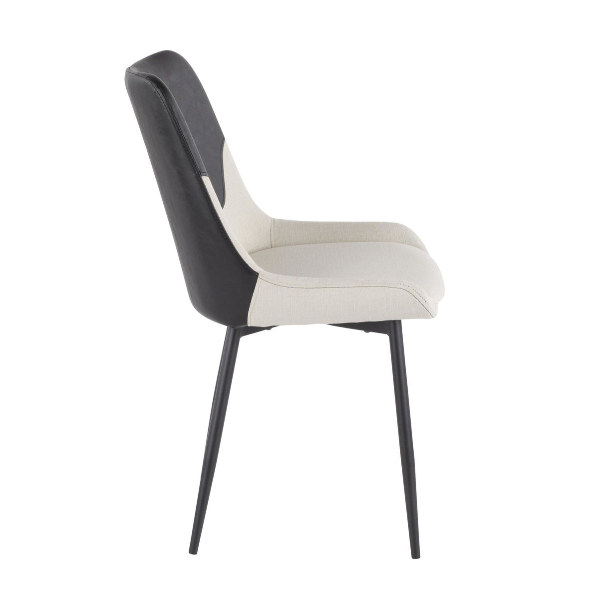 Wayne - Two - tone Chair (Set of 2) - Black Metal, Cream Fabric, Black Faux Leather