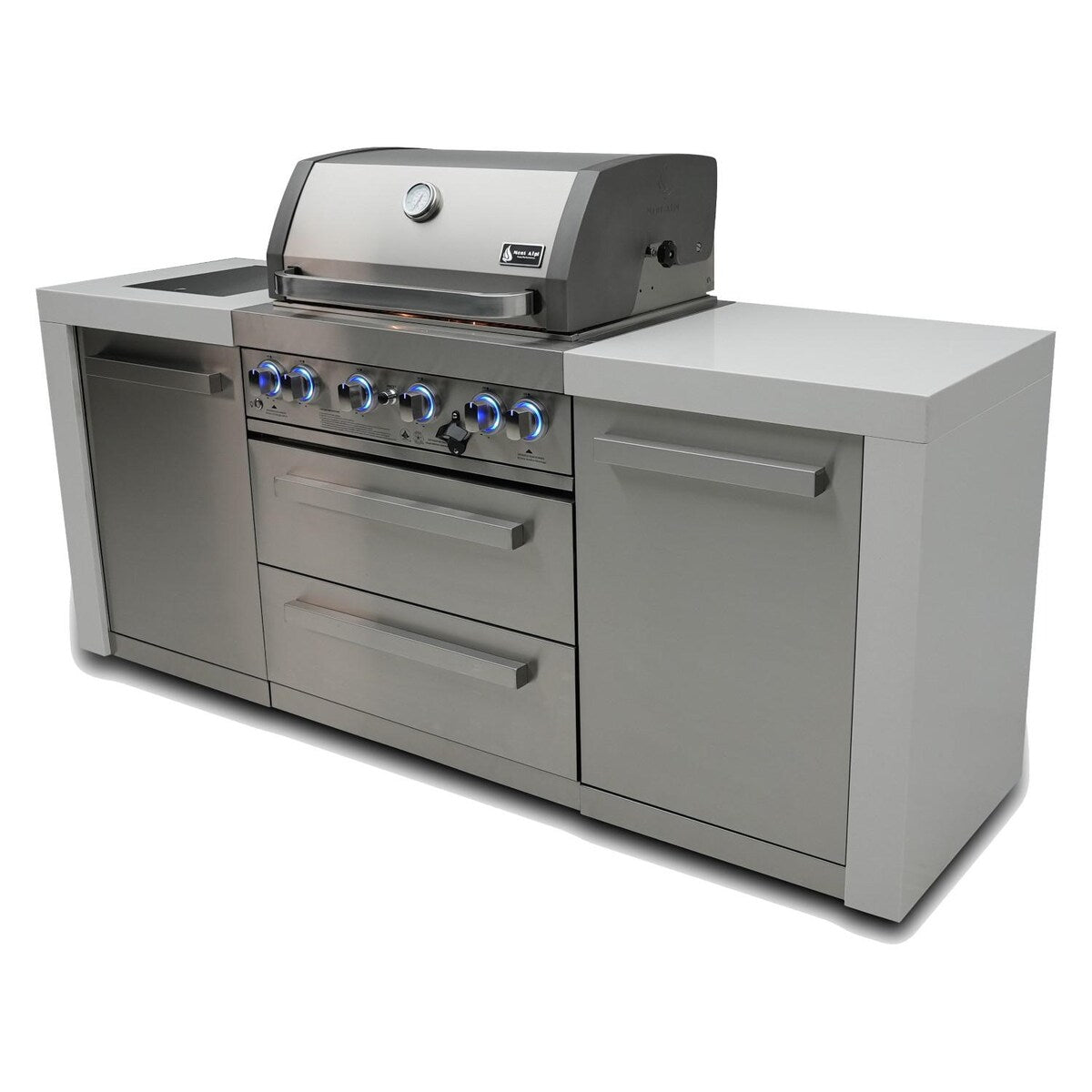 Mont Alpi Deluxe Series 7 Ft Propane Outdoor Kitchen Island w/ Side Burner - MAi400-D