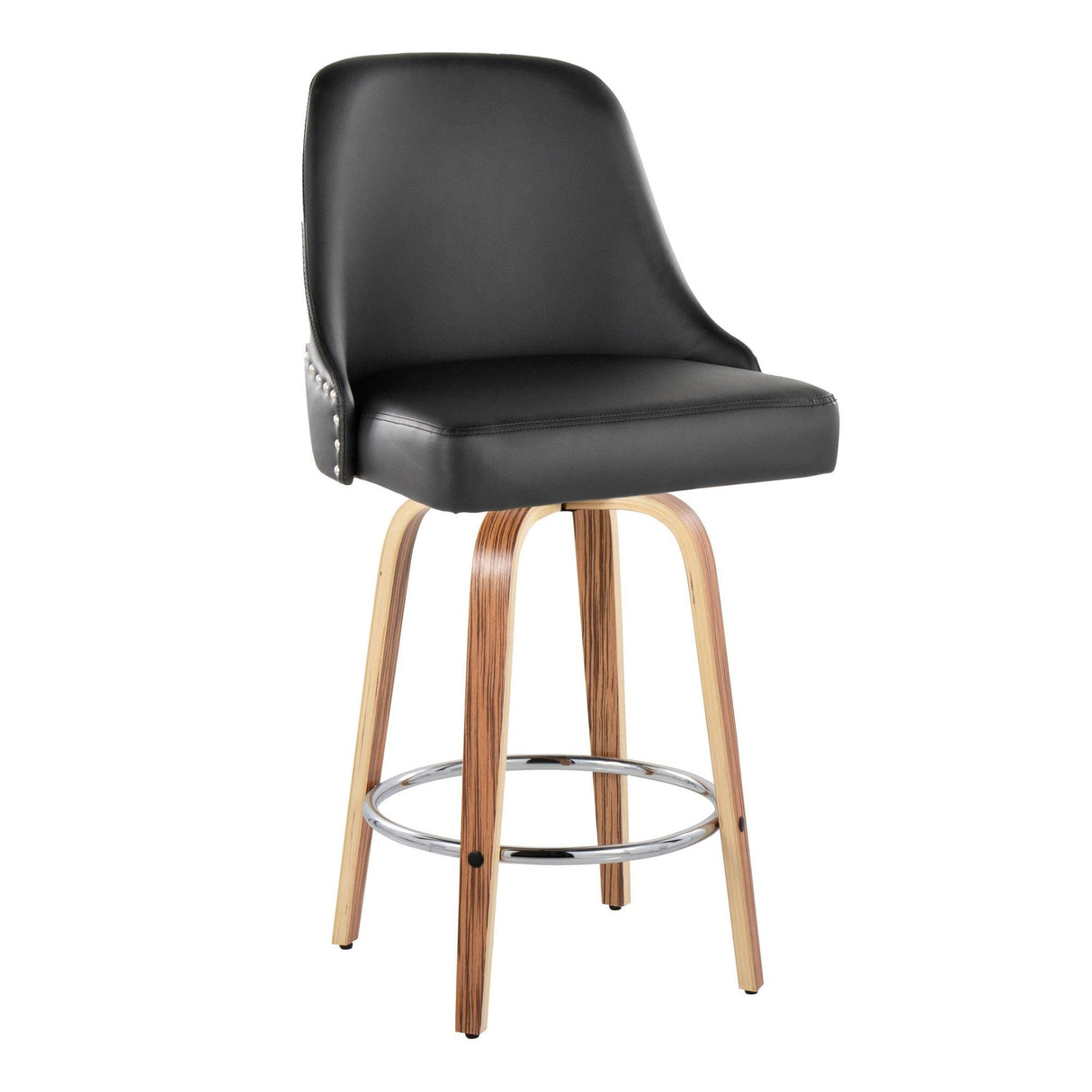 Marcel - Studded-Transitional Fixed-Height Swivel Counter Stool (Set of 2)