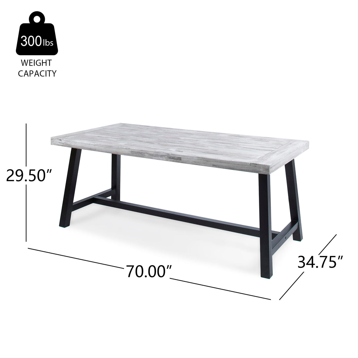 Outdoor Sandblast Finish Acacia Wood Dining Table