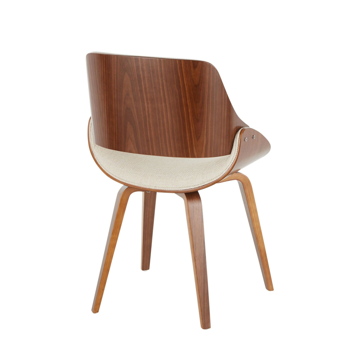 Fabrizzi - Mid-Century Modern Dining / Accent Chair - Walnut And Cream Fabric