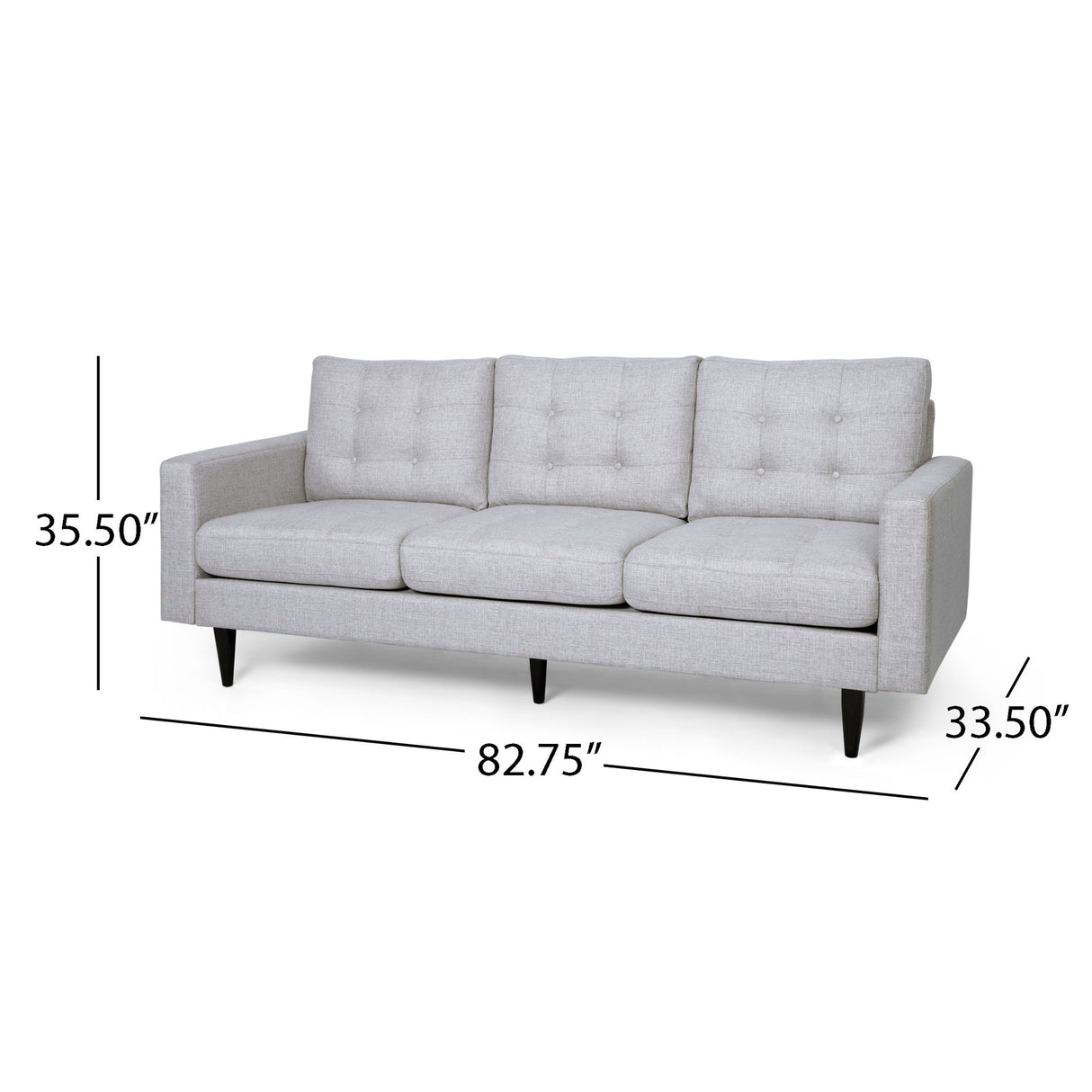 Jenny - Contemporary Tufted Fabric 3 Seater Sofa
