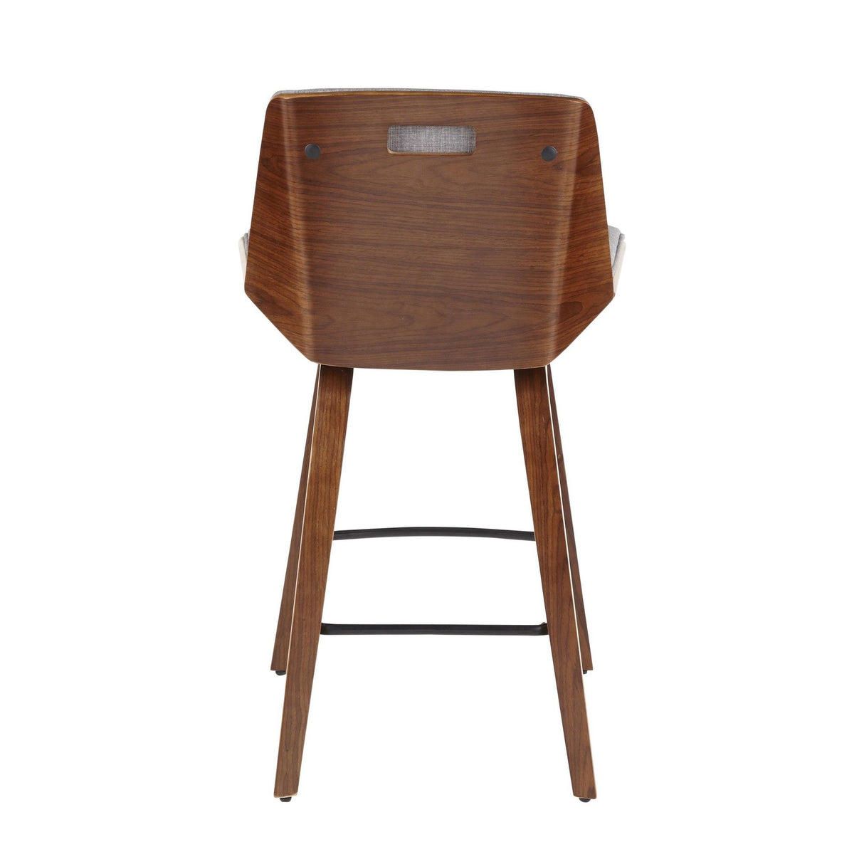 Corazza - Mid-Century Modern Counter Stool - Walnut Wood And Light Gray Fabric