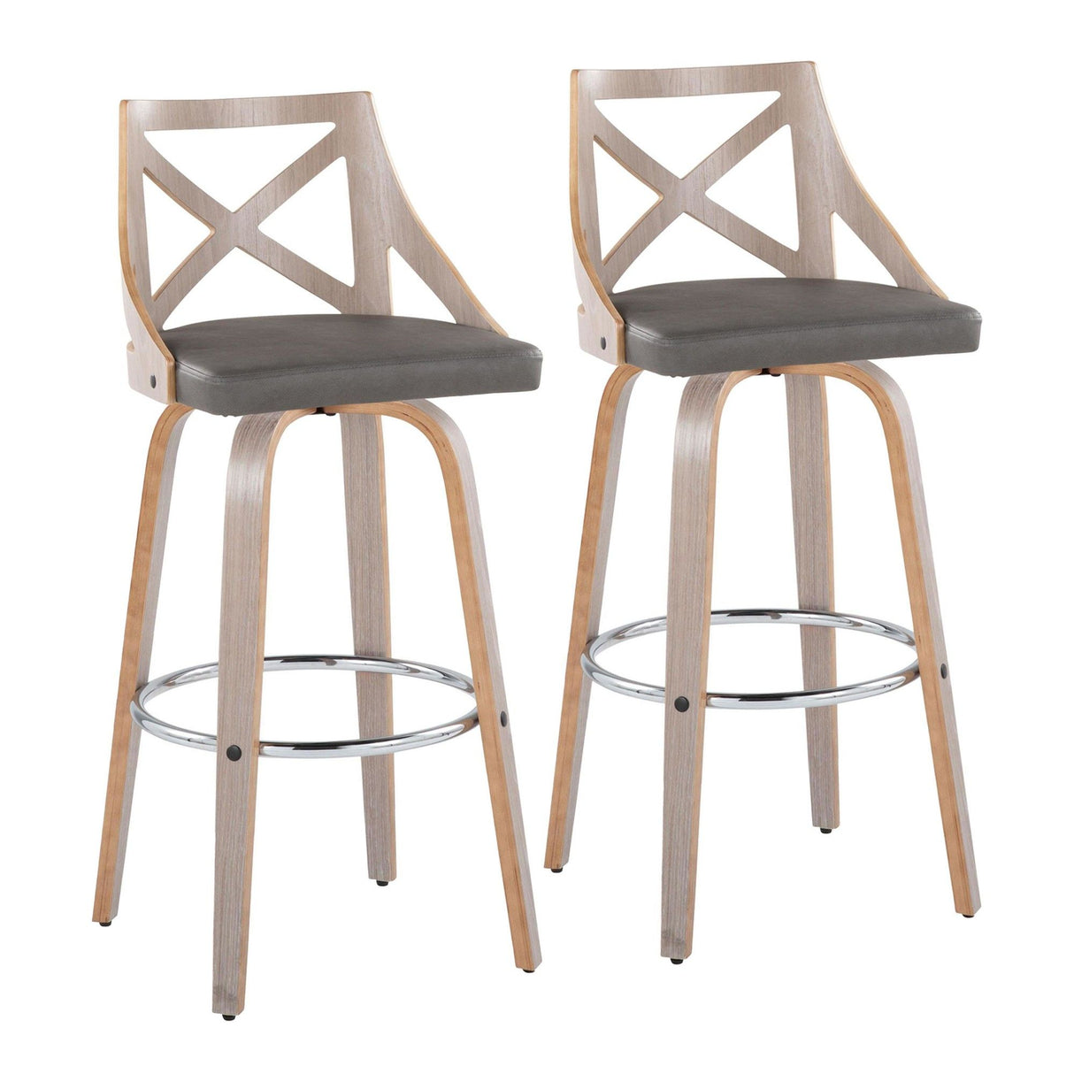 Charlotte - Fixed-Height Barstool (Set of 2) - Chrome Metal