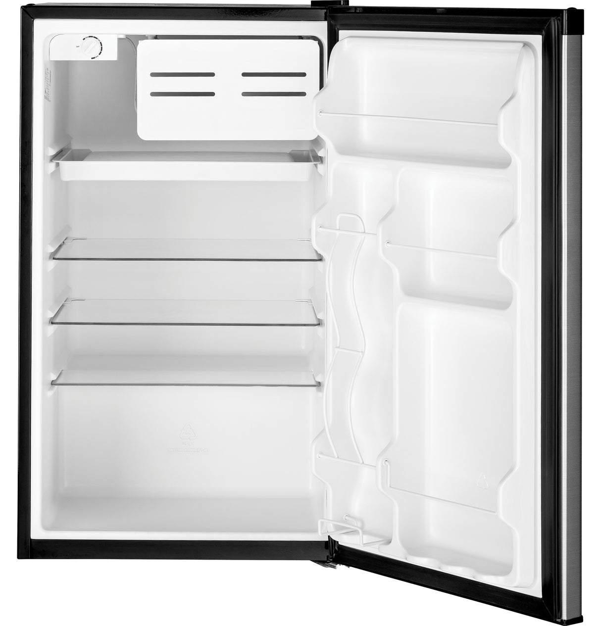 GE GME04GLKLB - 20 in. 4.4 cu. ft. Mini Fridge with Freezer Compartment - Clean Steel