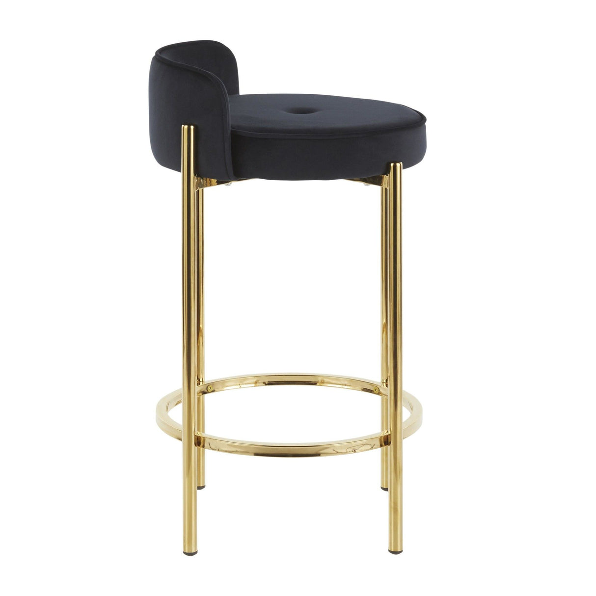 Chloe - Contemporary Counter Stool (Set of 2) - Gold Metal And Black Velvet