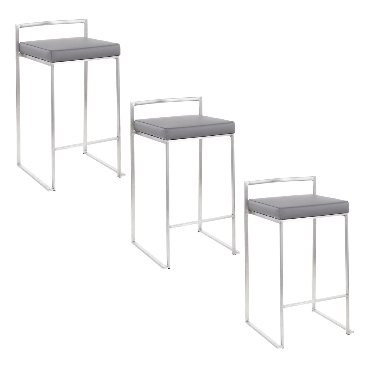 Fuji - Counter Stool Steel With Cushion - Stainless Steel