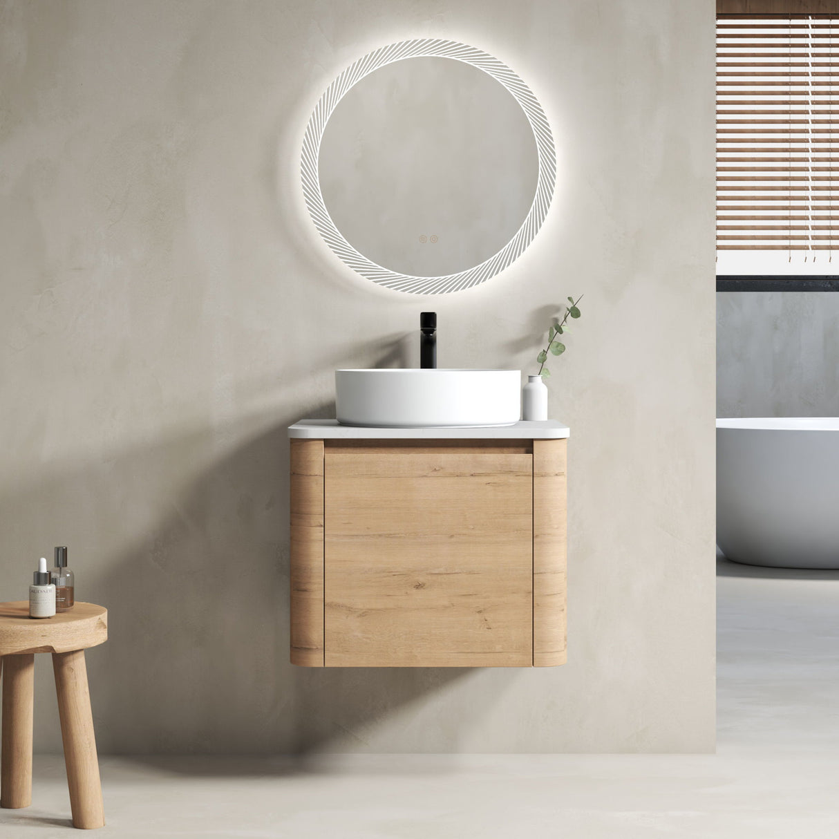 Wall Mounted Bathroom Vanity & Art Sink & 1 Soft Close Door