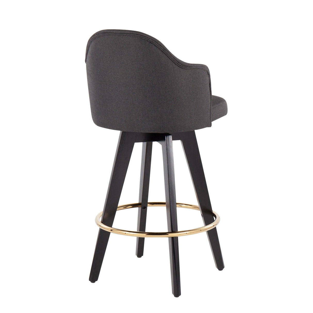 Ahoy - Fixed-Height Counter Stool - Wood Legs And Round Metal Footrest With Fabric Seat (Set of 2)