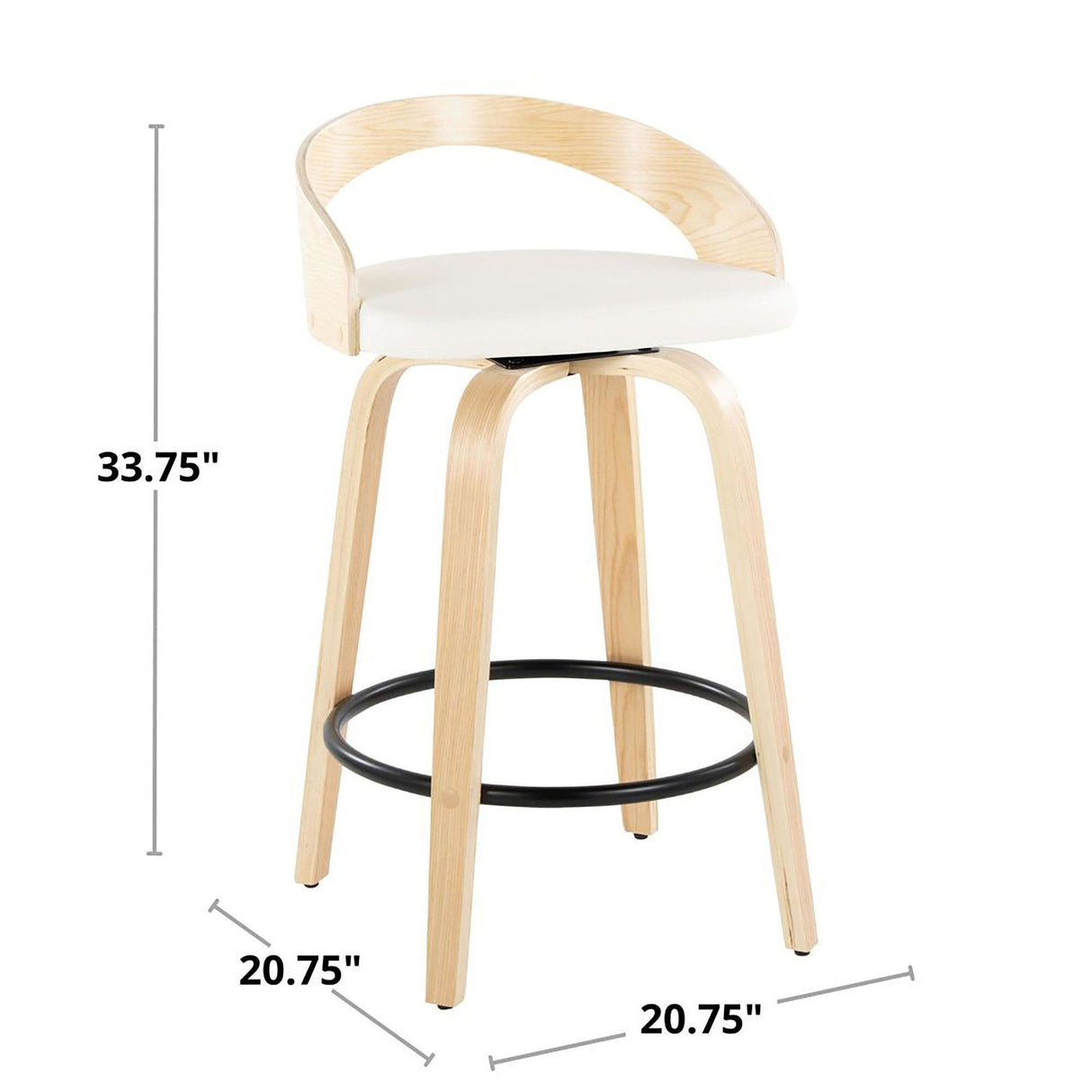 Grotto - 26" Fixed-Height Counter Stool (Set of 2) - White & Light Brown