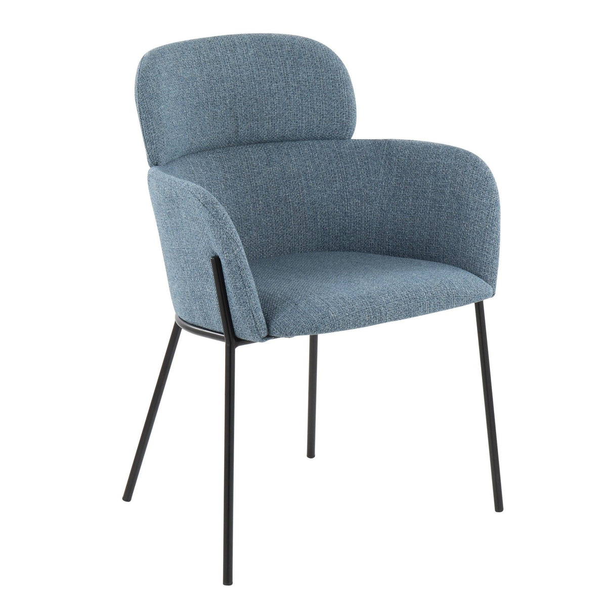 Milan - Contemporary Chair (Set of 2) - Black Metal And Blue Noise Fabric