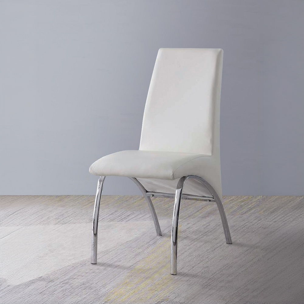 Pervis - Side Chair (Set of 2) - White Synthetic Leather & Chrome