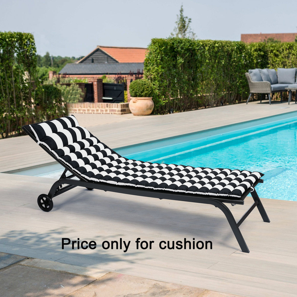 Outdoor Lounge Chairs (Set of 2), Cushion Replacement Patio Funiture Seat Cushion Chaise Lounge Cushion - Black / White