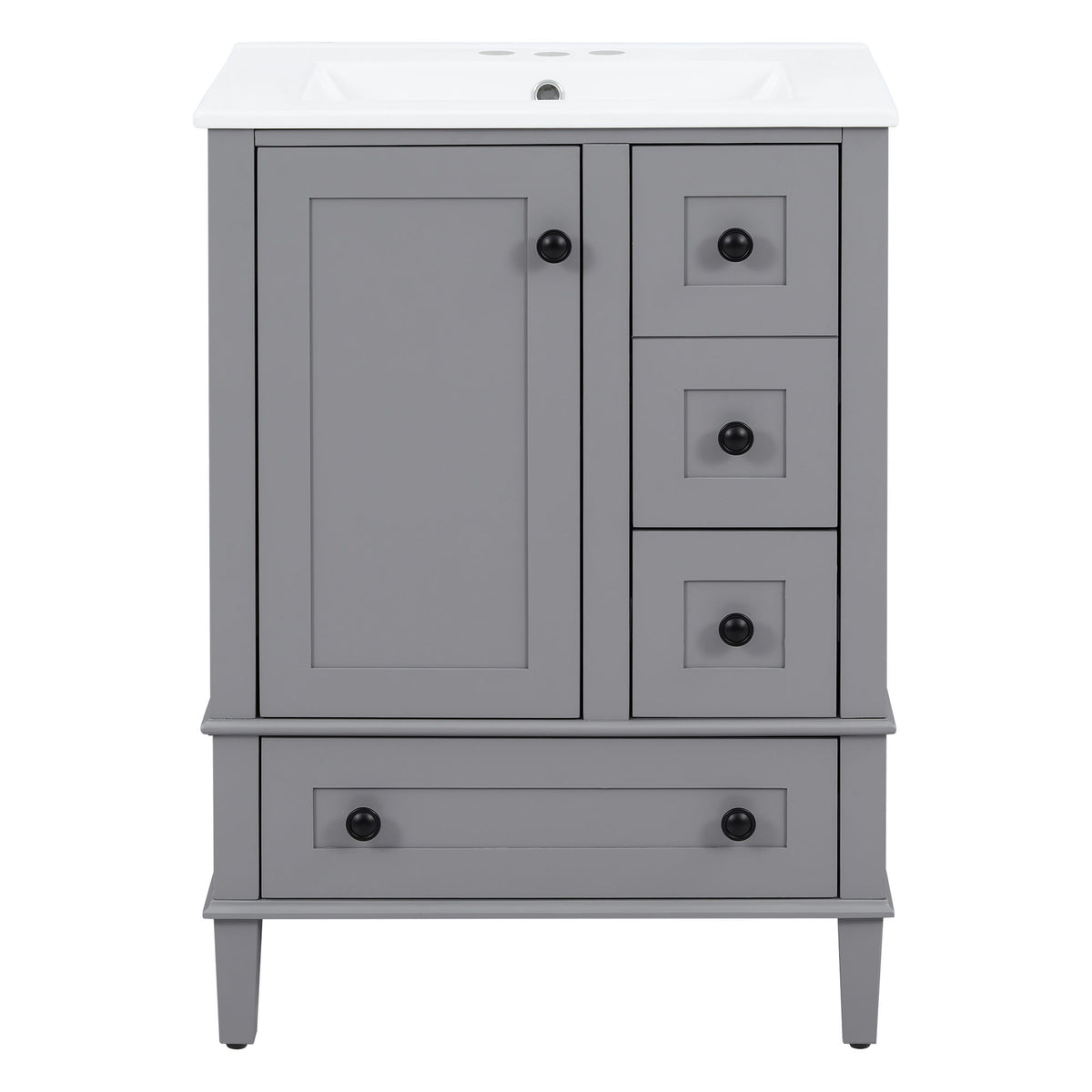 Bathroom Vanity With Integrated Basin, Soft Close Drawers, Door Mounted Double Layer Shelf