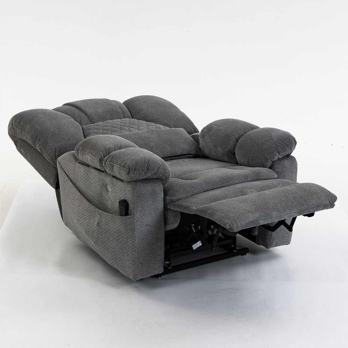 Ultra Wide Electric Lounge Chair With Hot Massage Heating And Auxiliary Standing Function, For Living Room - Gray