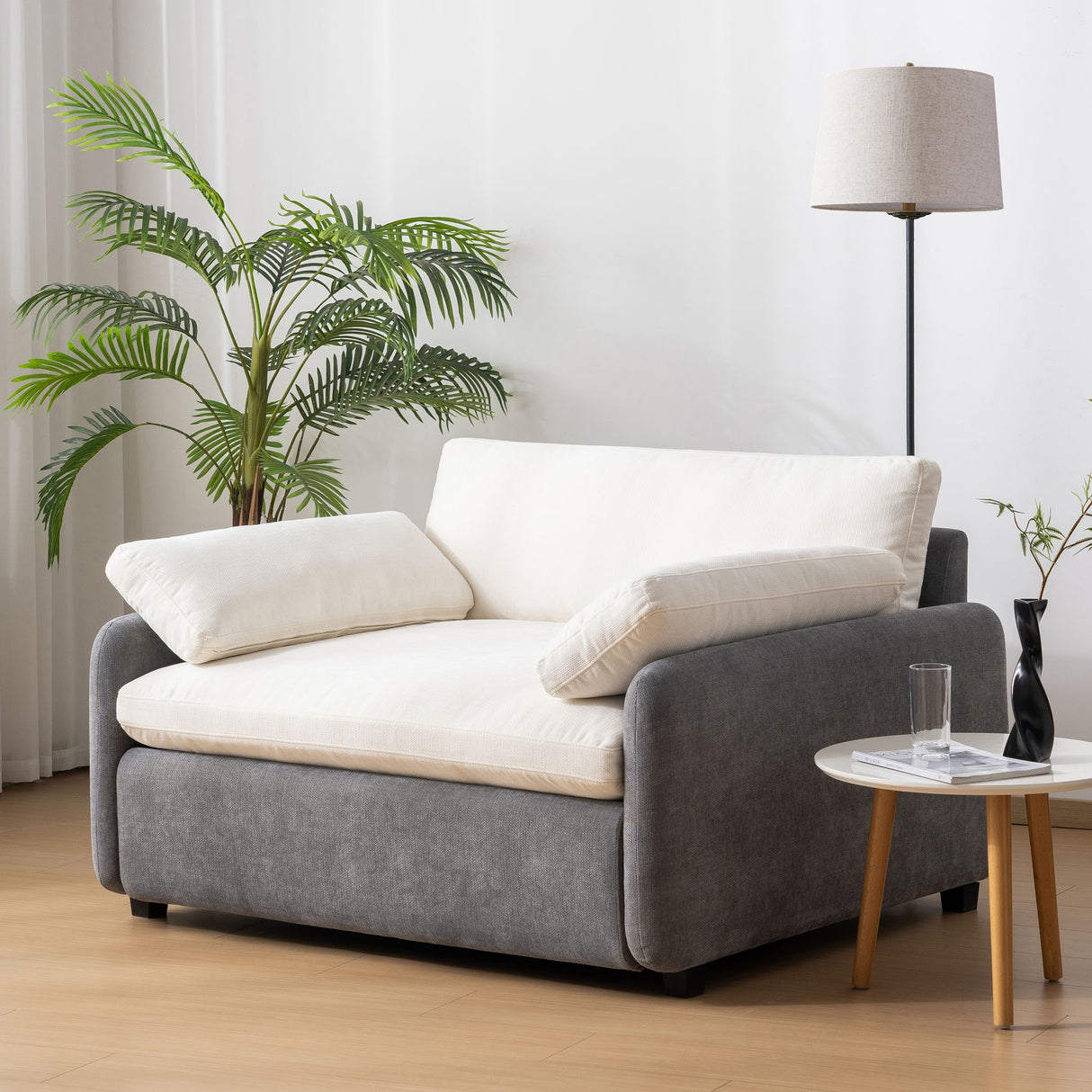 Oversized Single Sofa Chair Wide And Deep Seat, Modern Upholstered Comfy Blocking Couch Lounge With Pillows