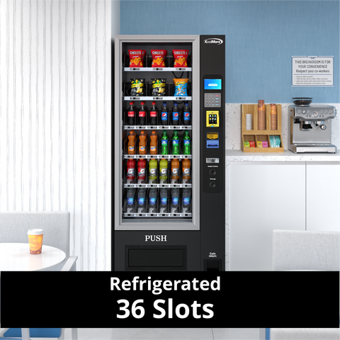 Refrigerated Snack and Drink Vending Machine with 36 Slots in Black