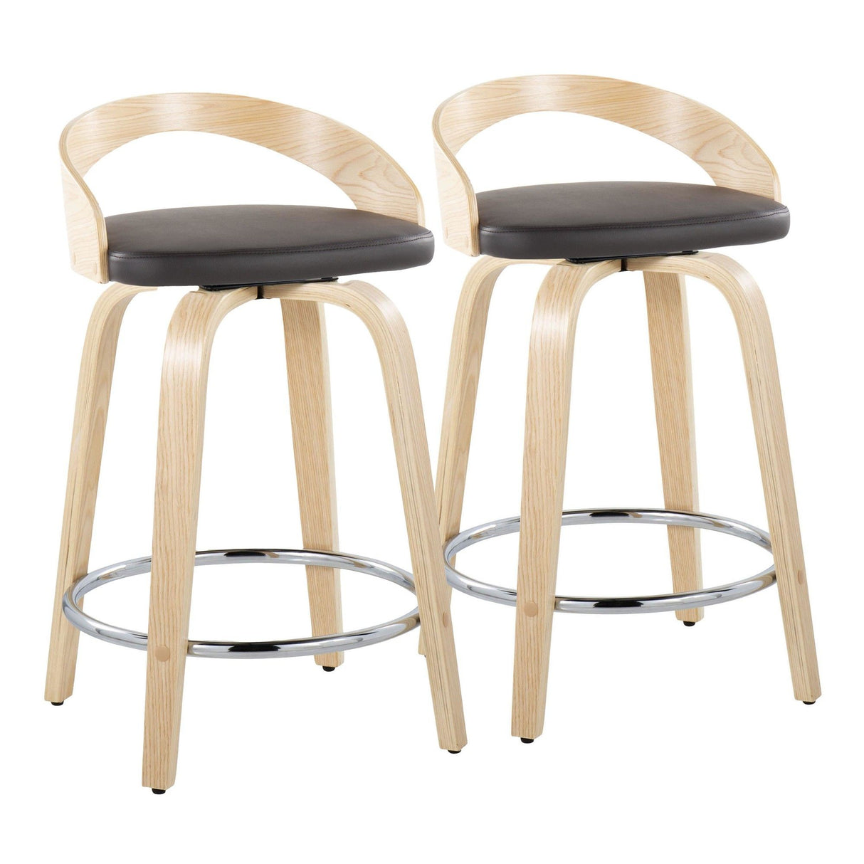 Grotto - Fixed-Height Swivel Counter Stool With Natural Wood (Set of 2)