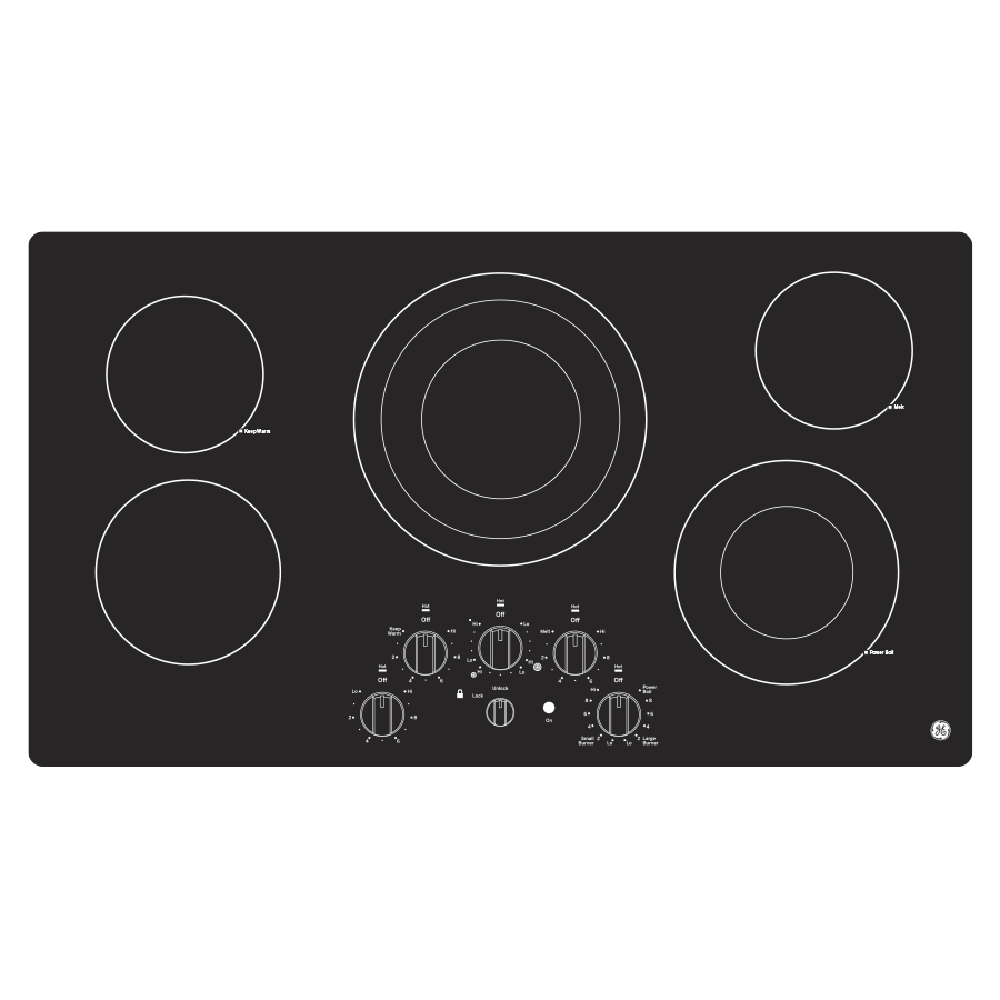 GE JEP5036DTBB - 36" Built-In Knob Control Electric Cooktop - Black