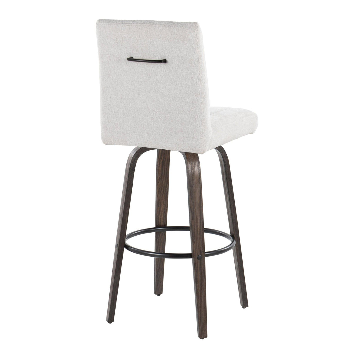 Hannah - Fixed-Height Barstool With Swivel And Round Black Metal Footrest (Set of 2) - Walnut Glazed Wood