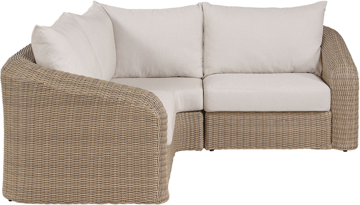 Seacrest - Olefin Water Resistant Fabric And Wicker 3 Piece Outdoor Patio Modular Sectional