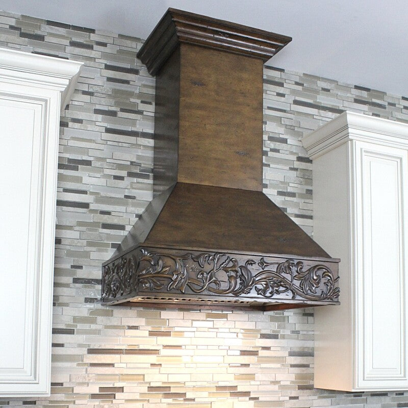 Wooden Wall Mount Range Hood - Includes Dual Remote Motor (373NN-RD) - 30 Inch / 700 - (373NNRD30) -