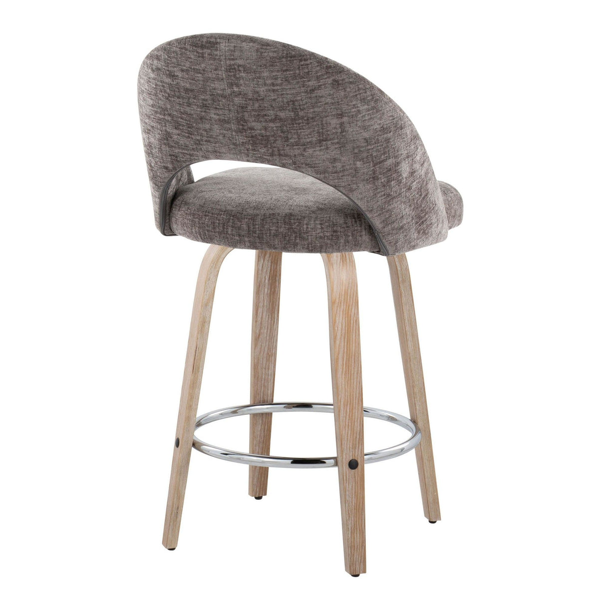 Renee - Upholstered Fixed-Height Barstool (Set of 2) - Whitewashed Wood
