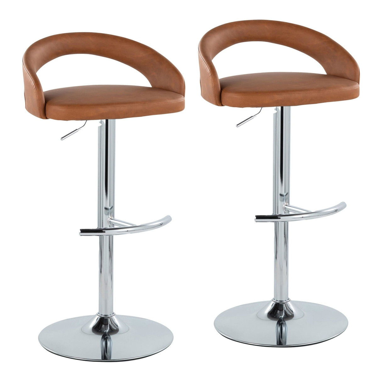 Grotto - Upholstered Adjustable Barstool - Chrome Metal Base