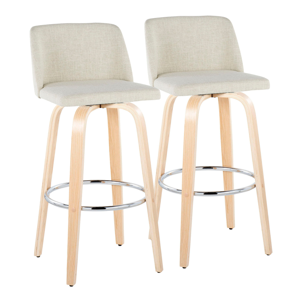Toriano - 30" Fixed-Height Barstool (Set of 2) - Natural And Cream
