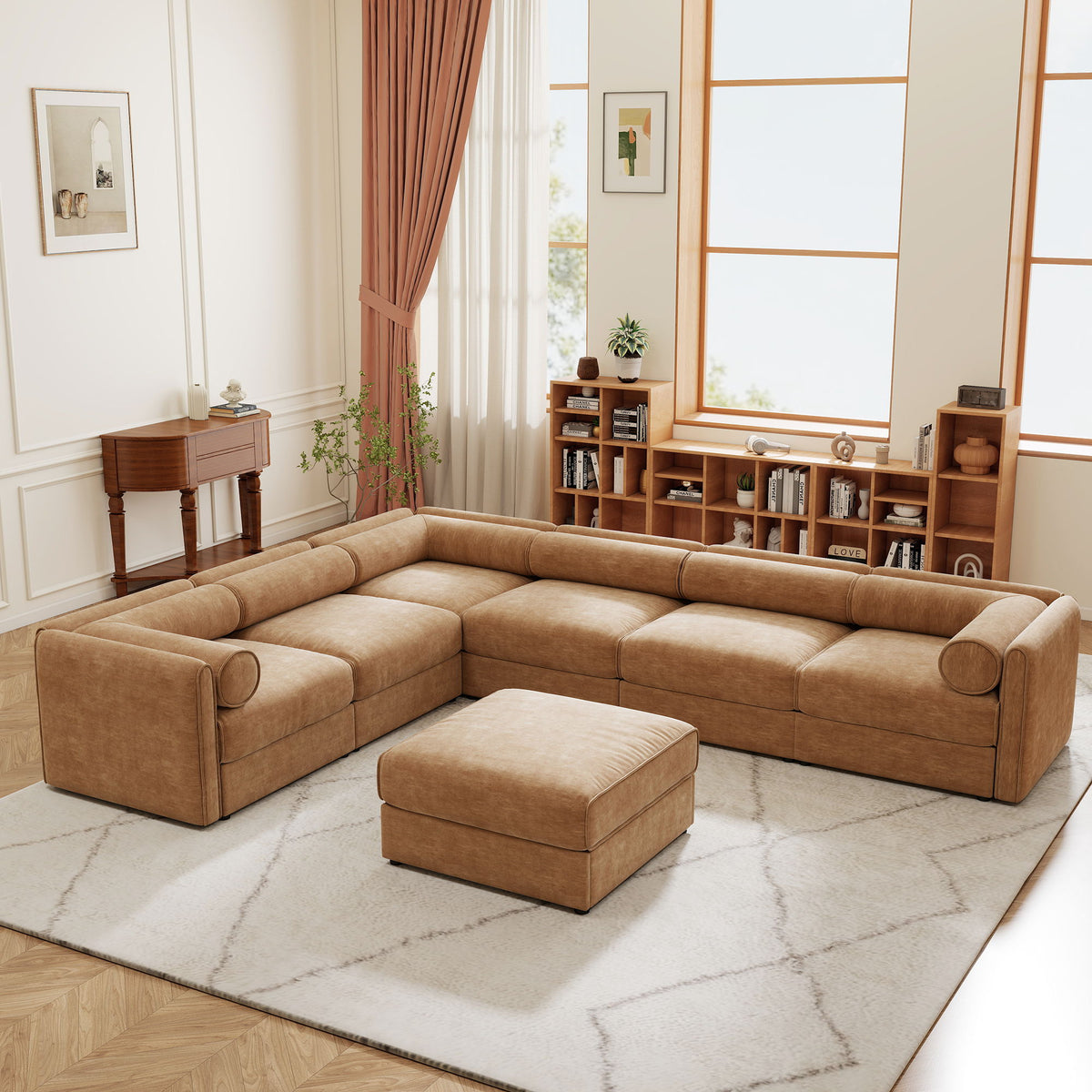 Contemporary Elegant Sofa With Storage And Ottoman
