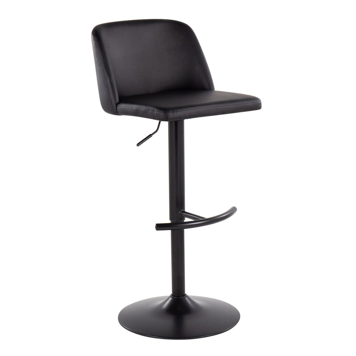 Toriano - Adjustable Bar Stool (Set of 2) - Black Steel With Rounded T Footrest And Black Faux Leather