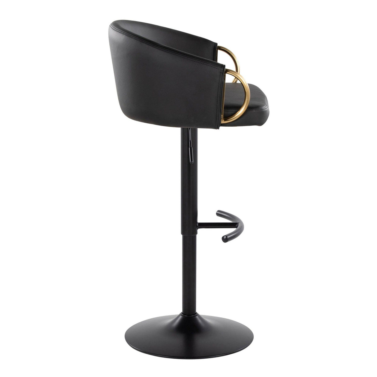 Claire - Adjustable Barstool With Rounded T Footrest (Set of 2) - Black Metal With Gold Metal Accent