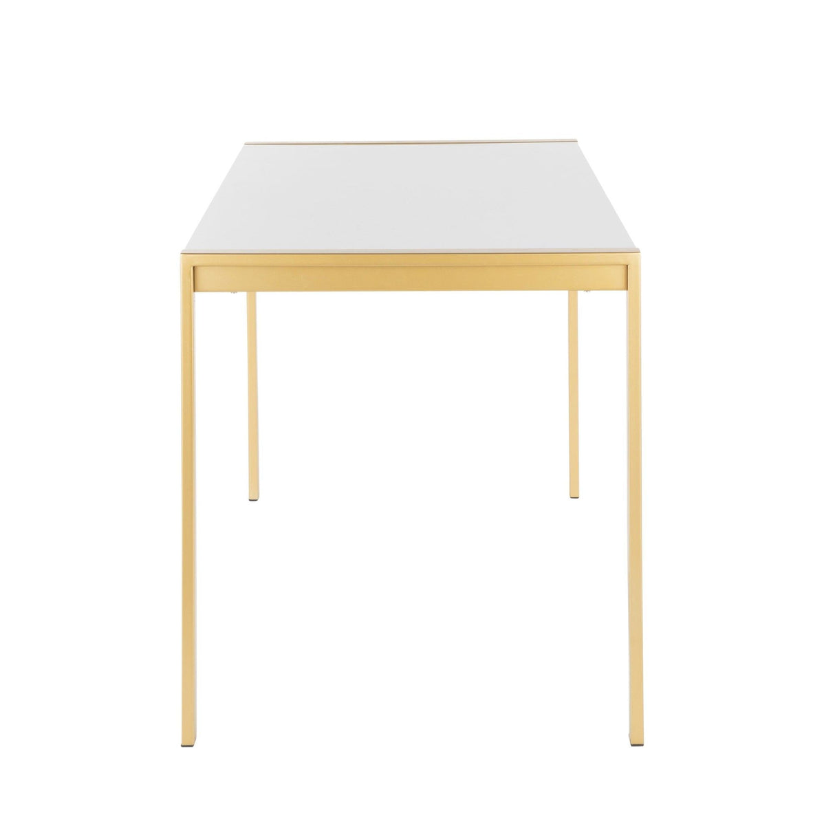 Fuji - Modern / Glam Dining Table - Gold Metal With White Marble Top
