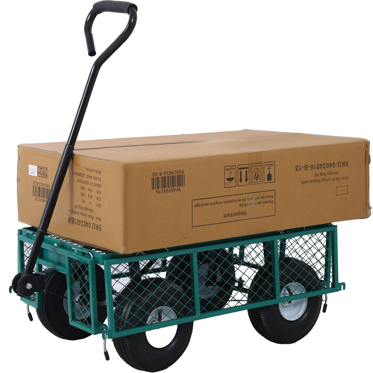 Heavy Duty Steel Garden Cart With Mesh Sides