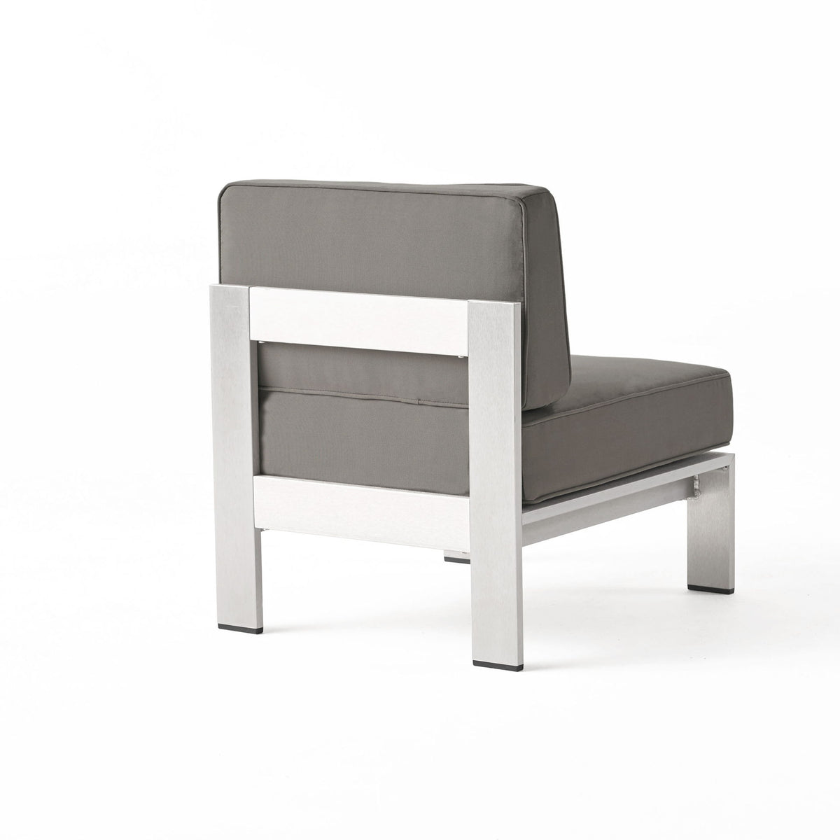 Outdoor Aluminum Armless Chair With Cushion - Khaki
