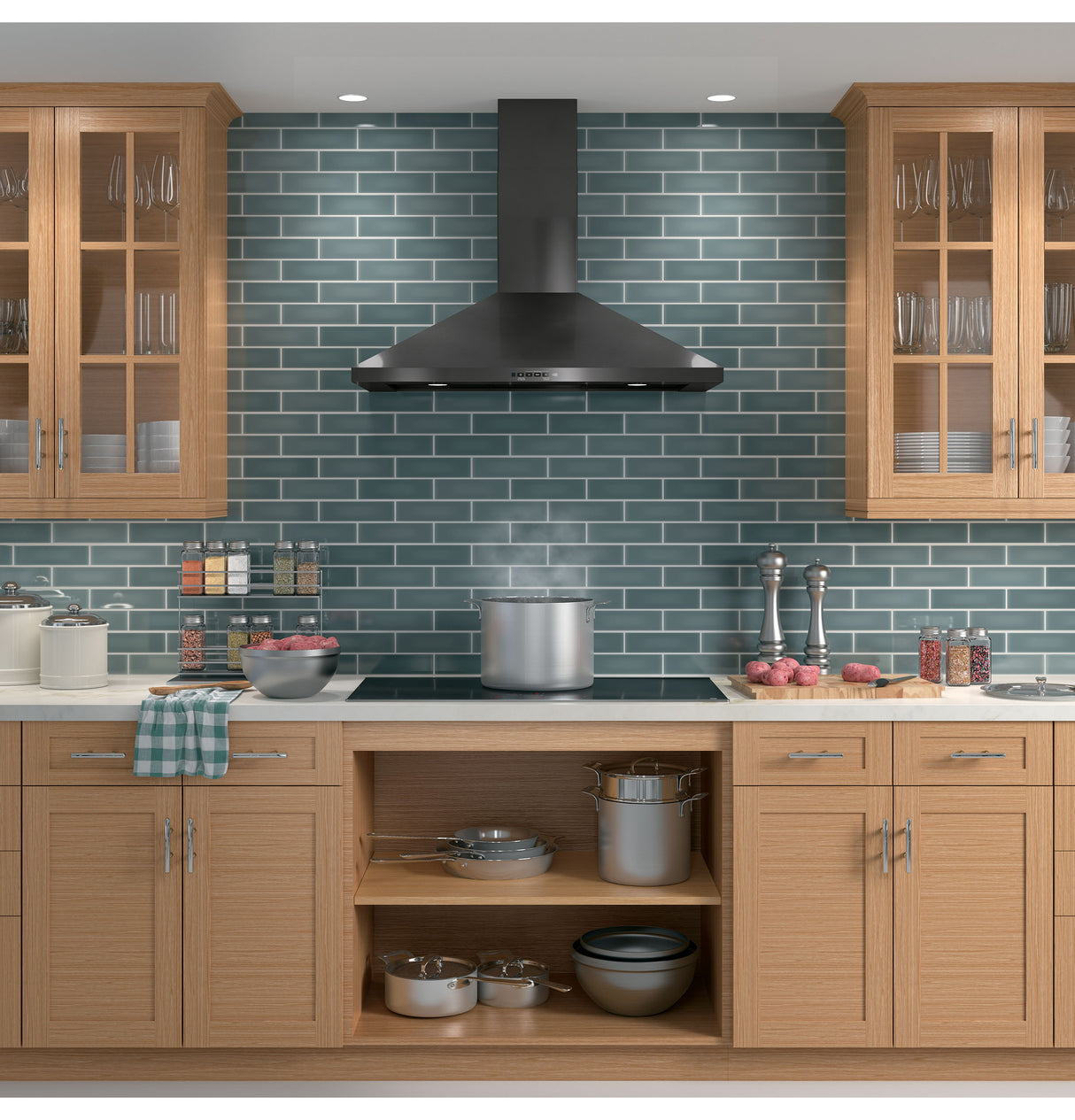 GE(R) 36" Wall-Mount Pyramid Chimney Hood - (JVW5361BJTS)