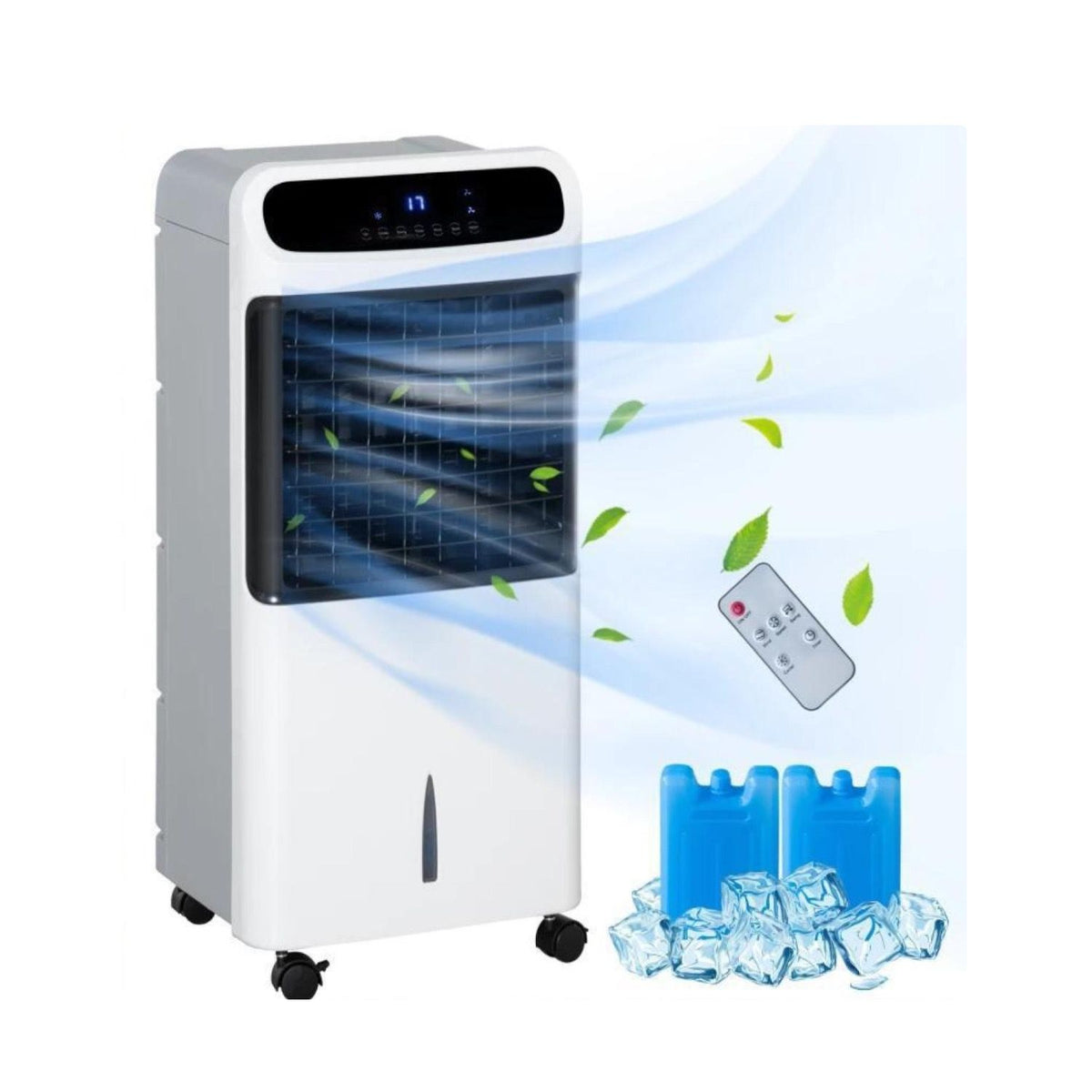 3 In 1 Ice Cooling Fan With Evaporative Cooling, Portable Swamp Cooler - White