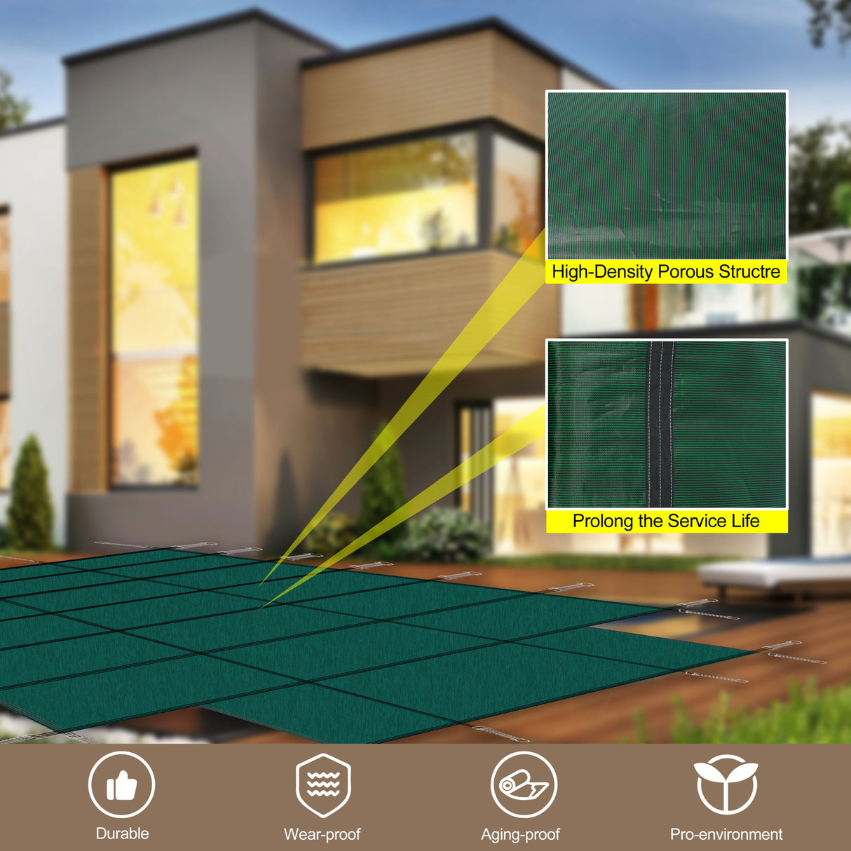 16 X 32 Ft High Strength Pool Safety Cover For Inground Winter Swimming Pools With Center End Step