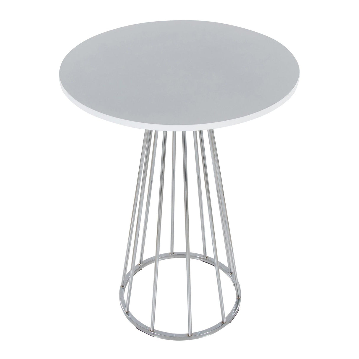 Canary - Counter Table - Chrome Metal, White Mdf
