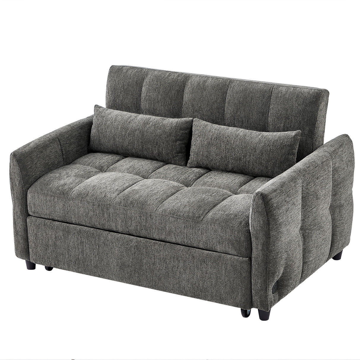 Loveseat Sofa Pull-Out Bed With Adjustable Backrest, 3 USB Ports And 2 Lumbar Pillows For Living Room